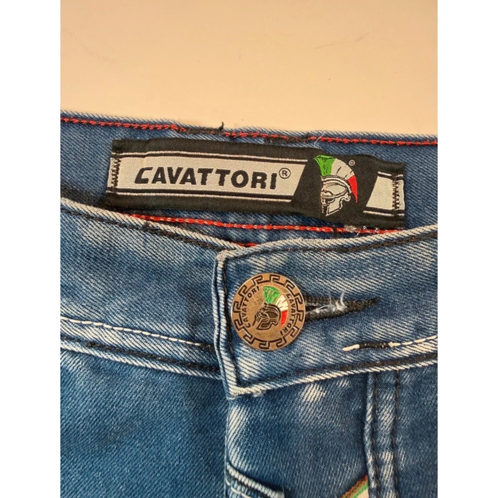 Cavattori Uomo Italy Mens Straight Leg Jeans Blue Medium Wash Spartan Logo 34